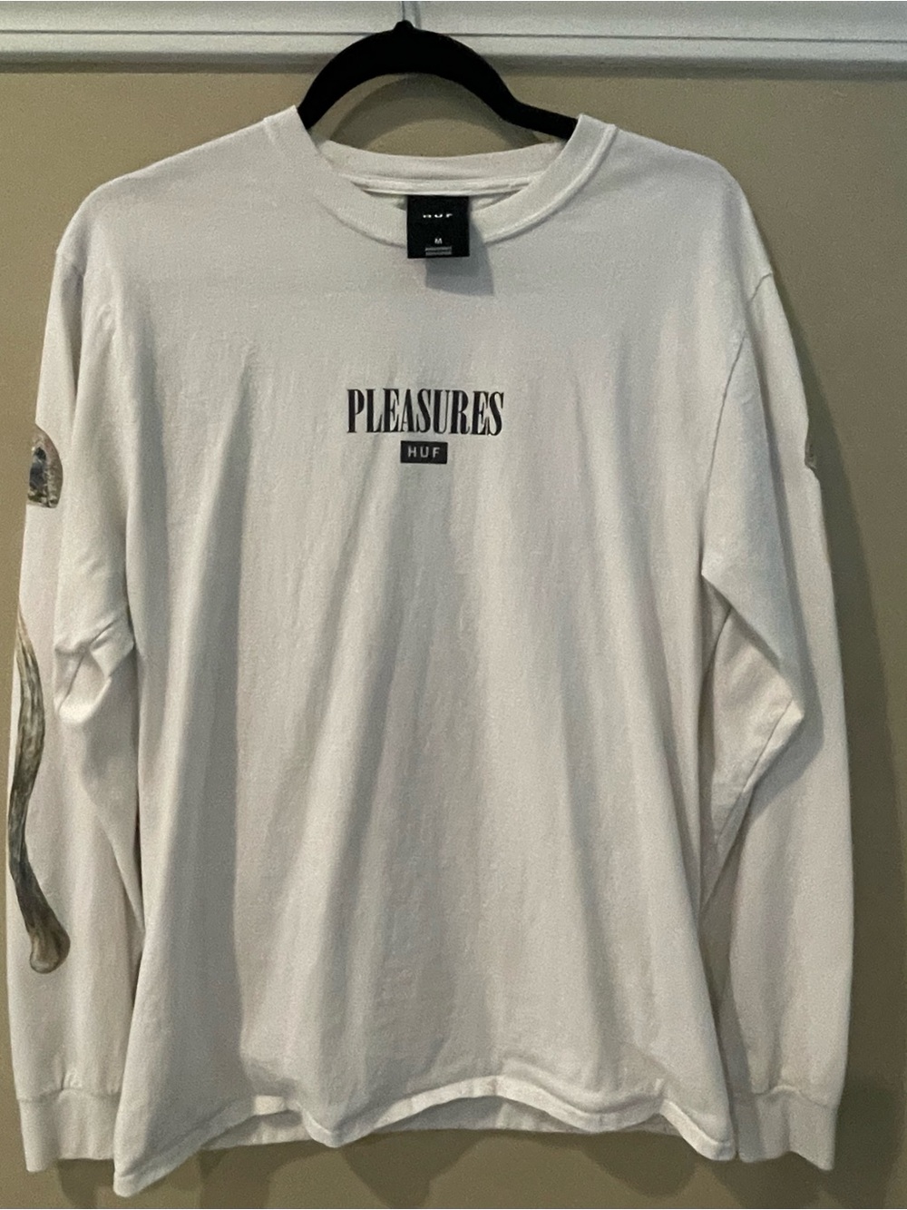 HUF White Long Sleeve Pleasures Logo Tee